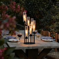 LANJO 2026 Candelabres de Mariage Professionnels de Luxe Romantiques en Métal Doré/Noir et Acrylique Gaufré, 3/5/6/8 Bras, 19-24cm