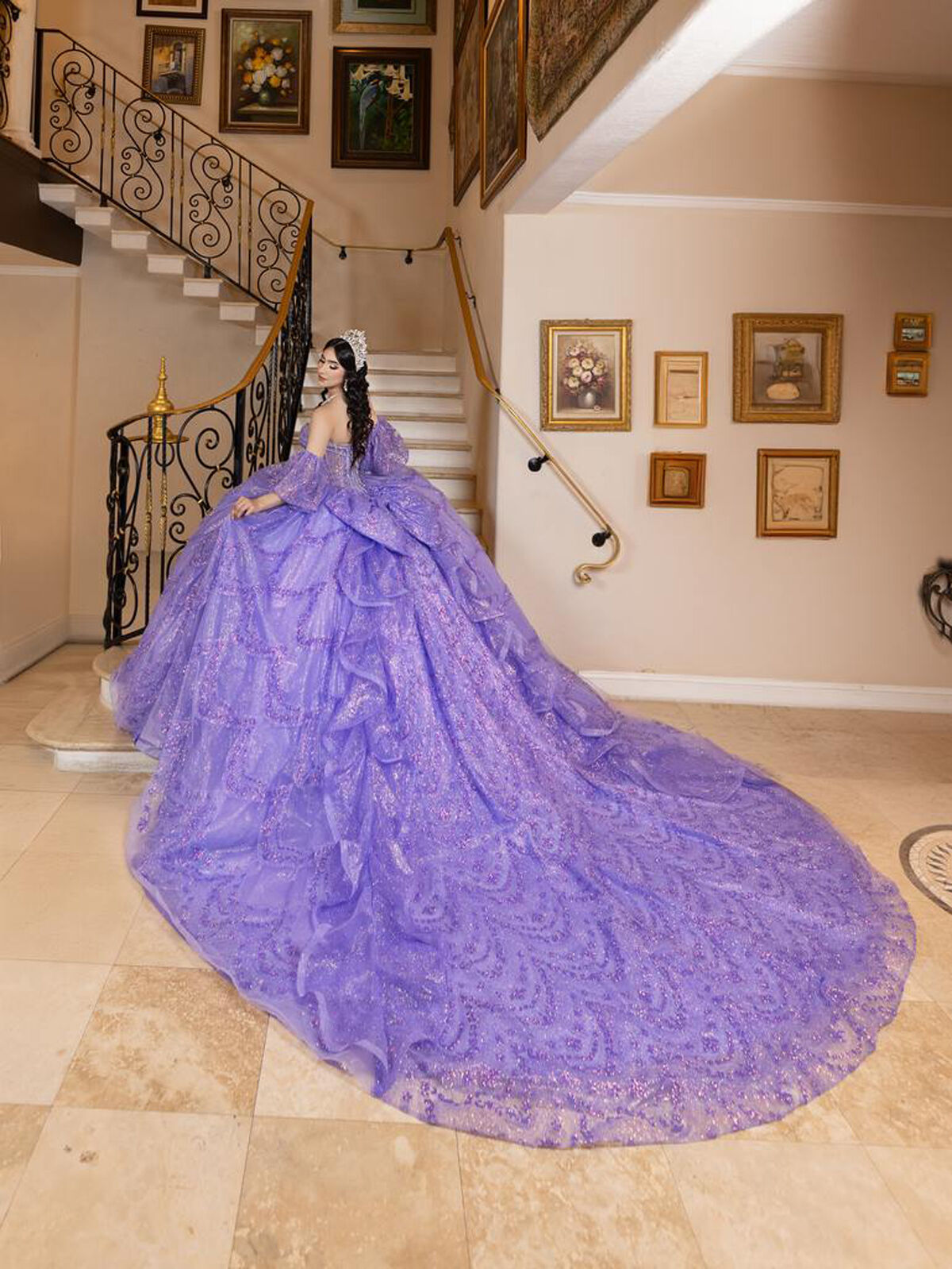 white christmas dresses Quinceanera Dress Mesh Cape Long Ball Gown main image 0