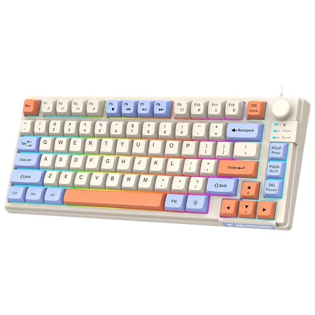 75%82 New Product Key Waterproof Gamers Wired USB RGB Backlit MDA Ball Cap Trichromatic Computer Teclado Gaming Keyboard