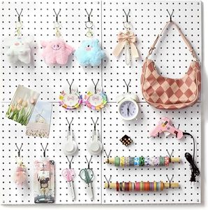 ตะขอแขวนเพ็กบอร์ดแบบ L 40 ชิ้น สีดำ ผลิตในเวียดนาม ตะขอและรางสำหรับติดเพ็กบอร์ด วัสดุเหล็ก สไตล์อุตสาหกรรม ขนาด 406*406*20 มม. - Product Image 2