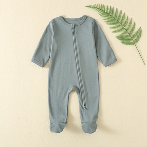 Tuta da bambino autunno manica lunga cerniera tuta da arrampicata neonato <span class=keywords><strong>bambina</strong></span> lavorato a maglia in cotone <span class=keywords><strong>100</strong></span>% tinta unita - Product Image 2