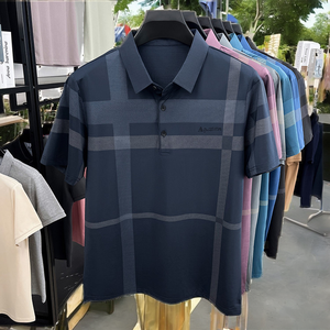 เสื้อเชิ้ตแขนสั้นสำหรับผู้ชาย, สไตล์ใหม่คอปกสองชั้นผ้าไหมน้ำแข็งระบายอากาศได้ดีสีพื้นป้องกันการเกิดขน - Product Image 2