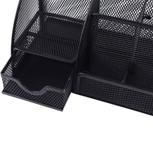 Organisateur de bureau en métal noir à 6 compartiments, organiseur de fournitures de bureau, organiseur de papeterie en métal, organiseur de bureau en maille - Product Image 3