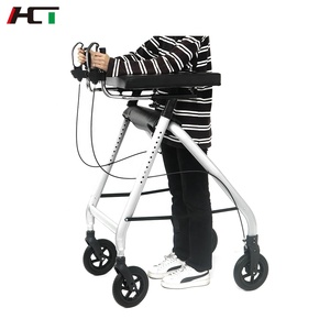 Outdoor Medical Rehabilitation Aluminum Frame Upright Walker 4 Wheels Rolling <strong>Rollator</strong> for Seniors - Product Image 1
