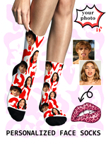Chaussettes d'hiver ALBK personnalisées avec motif de lettres, photo, texte, nouveauté amusante, cadeau personnalisé avec photo de visage pour femmes, hommes, Saint-Valentin