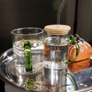 Custom Logo High Borosilicate <b>Glass</b> Mug 12oz, Camping-Friendly Durable <b>Coffee</b> <b>Cup</b> - Product Image 1