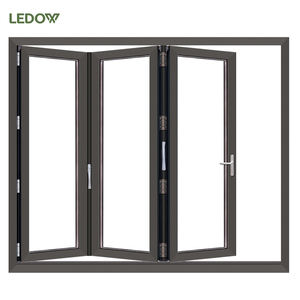 Fenêtres de porte en accordéon extérieures en verre de patio en alliage d'aluminium pliables en vrac modernes pour les villas et les hôtels - Product Image 3