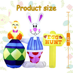 Decoraciones inflables de Pascua de 6 pies para exteriores, conejo gigante de Pascua con letrero direccional, inflable con luces LED para el hogar, jardín, fiesta de primavera - Product Image 2