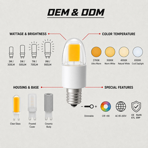 Mini <b>E12</b> Light Dimmable AC120V 3000K-6000K Customize Color temperature Indoor Lamp <b>E12</b> COB LED Light <b>Bulb</b> - Product Image 5