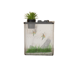 Aquarium tout-en-un viral avec écosystème clair, décor de rocaille, plateau supérieur pour plantes, filtre, mini-aquarium pour débutants, petits poissons d'eau douce - Product Image 5