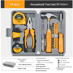 24PC Peralatan Tangan DIY Rumah & Kantor yang Ringkas dengan Kotak Keras |   Peralatan Dasar Serbaguna untuk Perbaikan & Pembaikan Rumah Tangga - Product Image 5