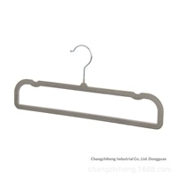 Cintre en plastique floqué à fente unique, gain de place vertical ; Cintre moderne ultra-fin en velours à col court sans trace pour pantalons