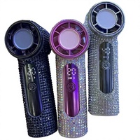 Ventilateur portable créatif à strass, rechargeable par USB, haute vitesse, puissant, pour l'extérieur, idéal comme cadeau