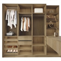 Armoire de chambre moderne WAYMOVE avec coiffeuse et miroir, panneau en bois pliable et extensible, 4 tiroirs pour usage domestique
