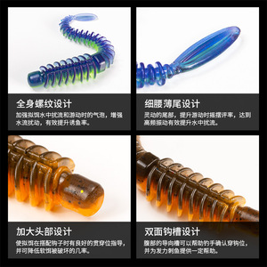 เหยื่อตกปลาแบบลอยน้ำ Ante Reverse Thread Needle Tail Soft Bait ขนาด 4 นิ้ว สำหรับตกปลาเบส - Product Image 5