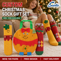 Chaussettes de Noël d'hiver en polaire corail, épaisses, chaudes et douces, ensemble cadeau de fête unisexe personnalisé