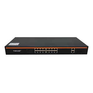 TiNCAM <strong>16</strong>*Poe+2*Uplink+2*SFP Gigabit <strong>Port</strong> 200W/300W Unmanaged Fiber to <strong>Ethernet</strong> Converter Built-in Power DC48V Poe <strong>Switch</strong> - Product Image 1
