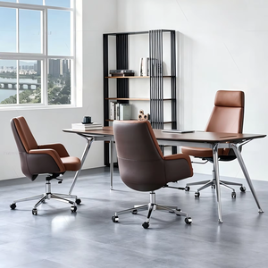 Chaise de bureau inclinable réglable, chaise pivotante en cuir à dossier haut pour usage professionnel, de conférence et de bureau à domicile - Product Image 4