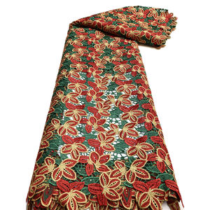 NI.AI tali bunga warna-warni mewah renda kain larut air renda bordir kain katun renda berlian imitasi - Product Image 5