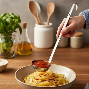 Stainless Steel Soup <b>Spoons</b> With Hooks Long Handles Ounce And Gram <b>Measuring</b> For Commercial And Household Use - Product Image 3