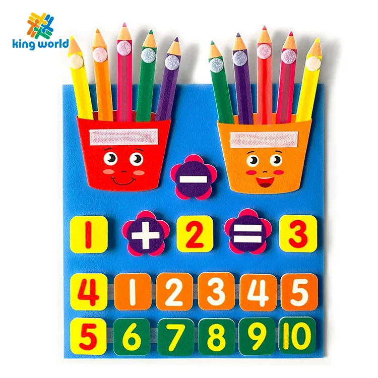 ของเล่นเพื่อการศึกษาหนังสือผ้าแบบทำมือตัวเลขการเรียนรู้กระดานสักหลาดสำหรับเด็กวัยก่อนเรียนคณิตศาสตร์