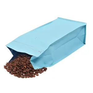 사용자 정의 매트 알루미늄 호일 지퍼 잠금 플라스틱 포장 가방 지퍼 독립형 커피 가방 밸브 플랫 하단 가방