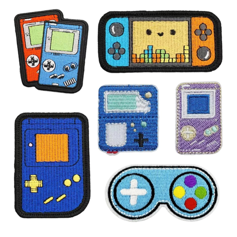 Personalized Retro 3D Embroidered Iron Patches Game Day Console Badges for Children Felt Cloth Decorative Hook Loop Console
