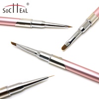 Fournisseur de produits pour ongles Yalixin, OEM, logo personnalisé professionnel, manche en métal rose, ensembles de pinceaux pour nail art avec logo personnalisé pour la beauté des ongles