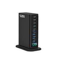 Chargeur de bureau USB C PD100W QC30W 520W 4A 4C, chargeur multiport 8 en 1 pour ordinateur portable, station de charge de type C, chargeur super rapide GaN 520W
