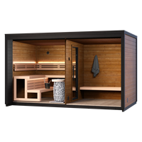 Ruang Sauna Listrik Kayu Cedar Merah Solid Modern yang Dapat Disesuaikan untuk Luar Ruangan, Kapasitas 4-6 Orang, Dilengkapi Ruang Ganti, Ramah Lingkungan, Desain Ringan