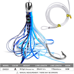 20 cm, 66,5 g. Appât souple artificiel pour la pêche en haute mer, jupe de calmar. Matériau ABS. Leurre de pêche <span class=keywords><strong>Parker</strong></span> Sailboat. - Product Image 6