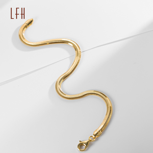 18K vàng rắn đồ trang sức chuỗi Chiều rộng 3.8mm phẳng rắn hình <span class=keywords><strong>Slice</strong></span> Chuỗi Vòng Đeo tay xương cá phẳng rắn Chuỗi vòng đeo tay - Product Image 3