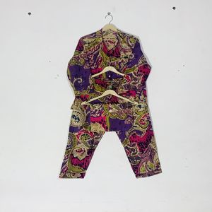 Conjunto de Pijama Floral Estampado a Mano de Calidad Superior - Ropa de Dormir Artesanal de Algodón, Ropa de Verano para Mujer y Regalo de Loungewear - Product Image 5