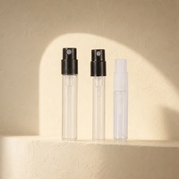 Flacon en verre vide avec pulvérisateur, atomiseur de parfum rechargeable, pompe à brume fine noire, format voyage mince pour kit d'échantillons, vente en gros