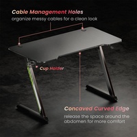 Vente en gros GMD02E-1 OEM ODM de bureau de jeu bon marché PC économique table d'ordinateur ergonomique avec pieds en forme de Z porte-gobelet support pour casque d'écoute