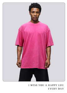 Ropa de calle de gran tamaño con diseño de logotipo personalizado 270g algodón lavado ácido camiseta pesada estilo Hip Hop para hacer camiseta antigua - Product Image 3