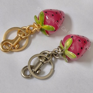 High Quality Creative Fruit Series Cute Car Strawberry Bag Pendant Women's <b>Key</b> <b>Ring</b> Strawberry <b>Key</b> Chain - Product Image 2