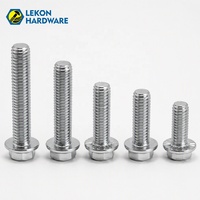 Vis à tête hexagonale à bride LEKON M5 M6 M8 M10 M12 M14 en acier inoxydable 18-8 304 A2-70, vis à bride hexagonale à filetage complet