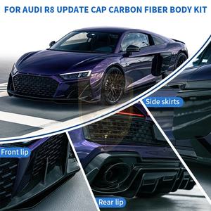 Kit carrosserie aérodynamique en fibre de carbone sèche style Capris pour <span class=keywords><strong>Audi</strong></span> <span class=keywords><strong>R8</strong></span> <span class=keywords><strong>2022</strong></span>-2024 : Lame avant, Canards avant, Jupes latérales, Diffuseur arrière - Product Image 4