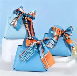 Wholesale Handheld PU <b>Gift</b> <b>Bag</b> Elegant Ribbon Bow Environment-Friendly High Quality Candy Box for Wedding <b>Easter</b> - Product Image 1