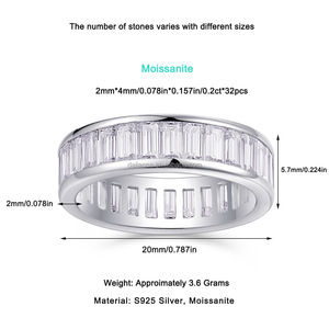 Modisches Ehering aus Sterling silber für Herren mit Moissan ite Eternity Ring für vergoldeten Jubiläums schmuck - Product Image 3