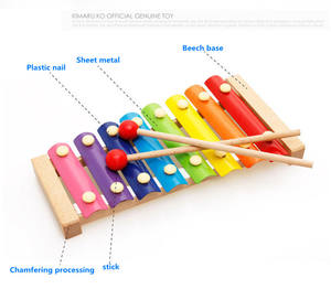 Jouet en bois pas cher 8 tons frapper <span class=keywords><strong>xylophone</strong></span> piano glockenspiel instrument de musique bébé jouets d'apprentissage éducatifs - Product Image 2