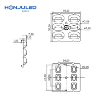 HONJU Matériau T2S-PC LED Optique Éclairage Lentille 6 Perles Motif Carré Plano-Convexe pour Projecteur de Rue Degré 6 Coupure
