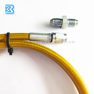 ชุดสายเบรกน้ำมันเบรกแบบถักสแตนเลสสีเหลือง AN3 -3AN พร้อมข้อต่อเบรกแบบหมุนได้ AN3 3AN - Product Image 3