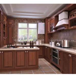 Meubles de cuisine en <span class=keywords><strong>bois</strong></span> massif classique d'<span class=keywords><strong>occasion</strong></span> personnalisés, unités de placards en <span class=keywords><strong>bois</strong></span> de caoutchouc - Product Image 3