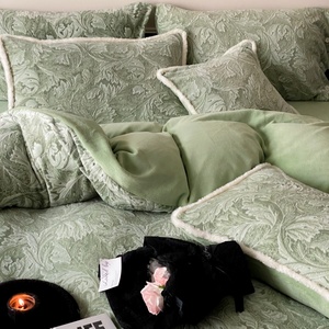 Cozy Winter Home <strong>Bedding</strong> Ultra-Soft Milk Fleece Jacquard <strong>Bedding</strong> Set Thick Warm100% Polyester Flannel <strong>Bedding</strong> 4pcs - Product Image 3
