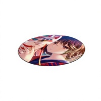 Tapis de Souris Rond Anime Kitsune Fox Mask Design en Tissu Antidérapant Base en Caoutchouc Écologique Bords Cousus Décoration de Bureau Mignonne en Stock