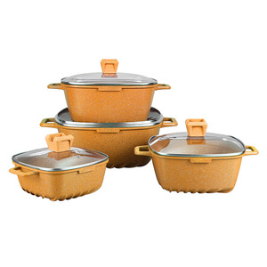 Square Maifan Stone Non-Stick Aluminum Cookware Set With Lids Oven Safe Household Kitchen Pots And Pans For Cooking - Product Image 5