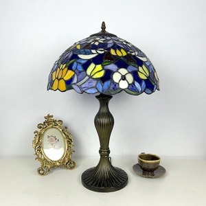 LongHuiJing Mediterranean Style 16 Inch Stained Glass Adjustable Bedside Table Lamp with Flexible Simple Design AC Powered - Product Image 4