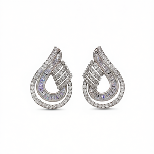 Orecchini E4396 in Oro Bianco con Diamanti Taglio Baguette Colore D Naturali Certificati GIA Gioielli di Lusso da Sposa per Donna - Product Image 1